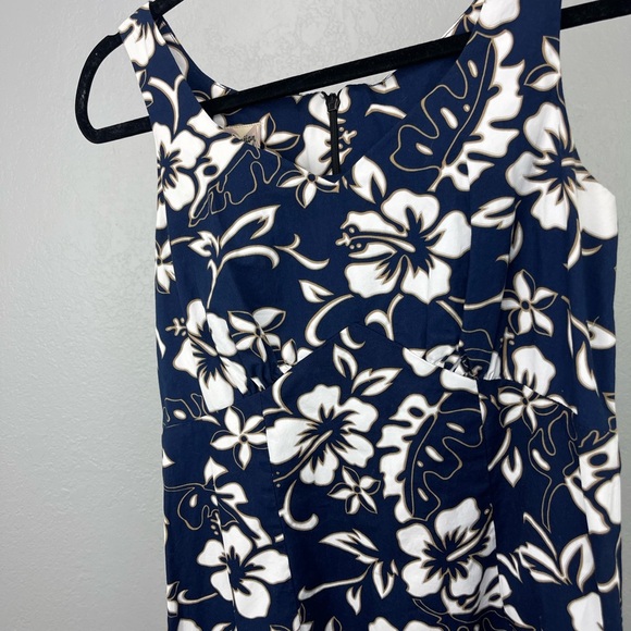 Hilo Hattie Blue Orchid Floral Hawaiian Mini Summer Vacation Dress - Picture 2 of 6